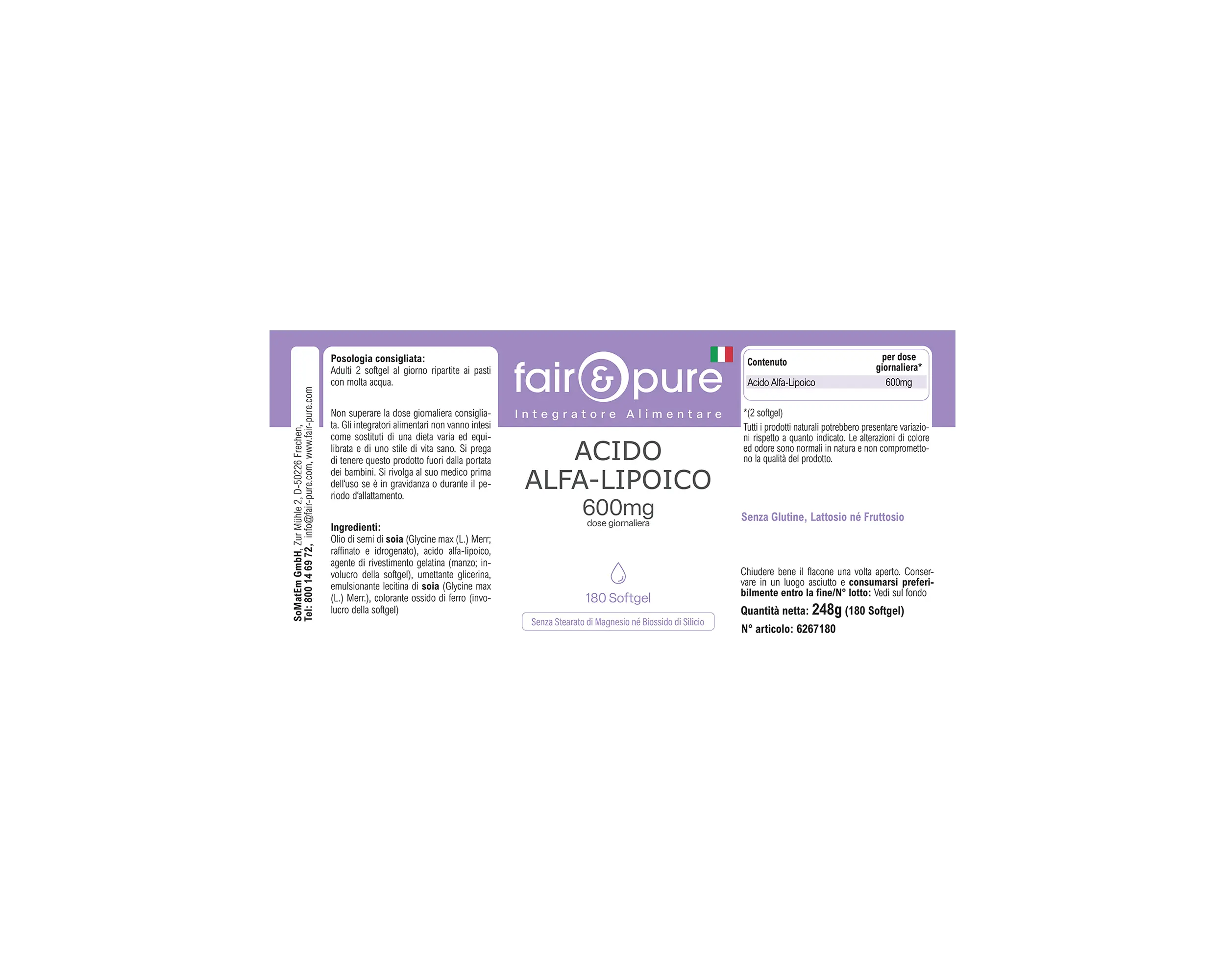 Alpha-Liponsäure 600mg - 180 Softgels | fair-pure