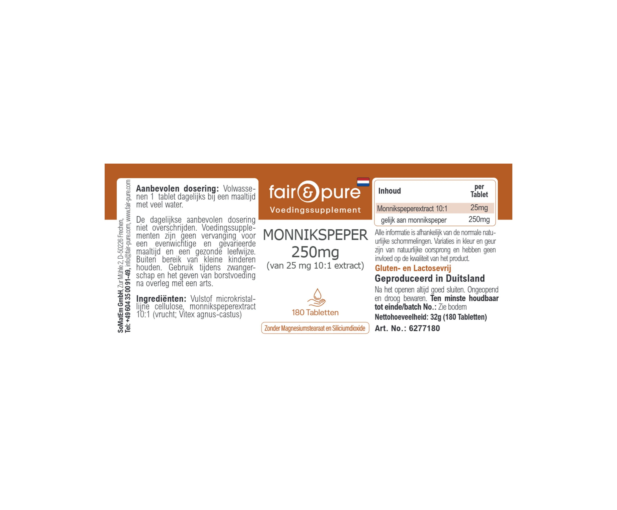 AGNOCASTO 250mg (a partir de 25mg de extracto 10:1) - 180 Comprimidos | fair-pure
