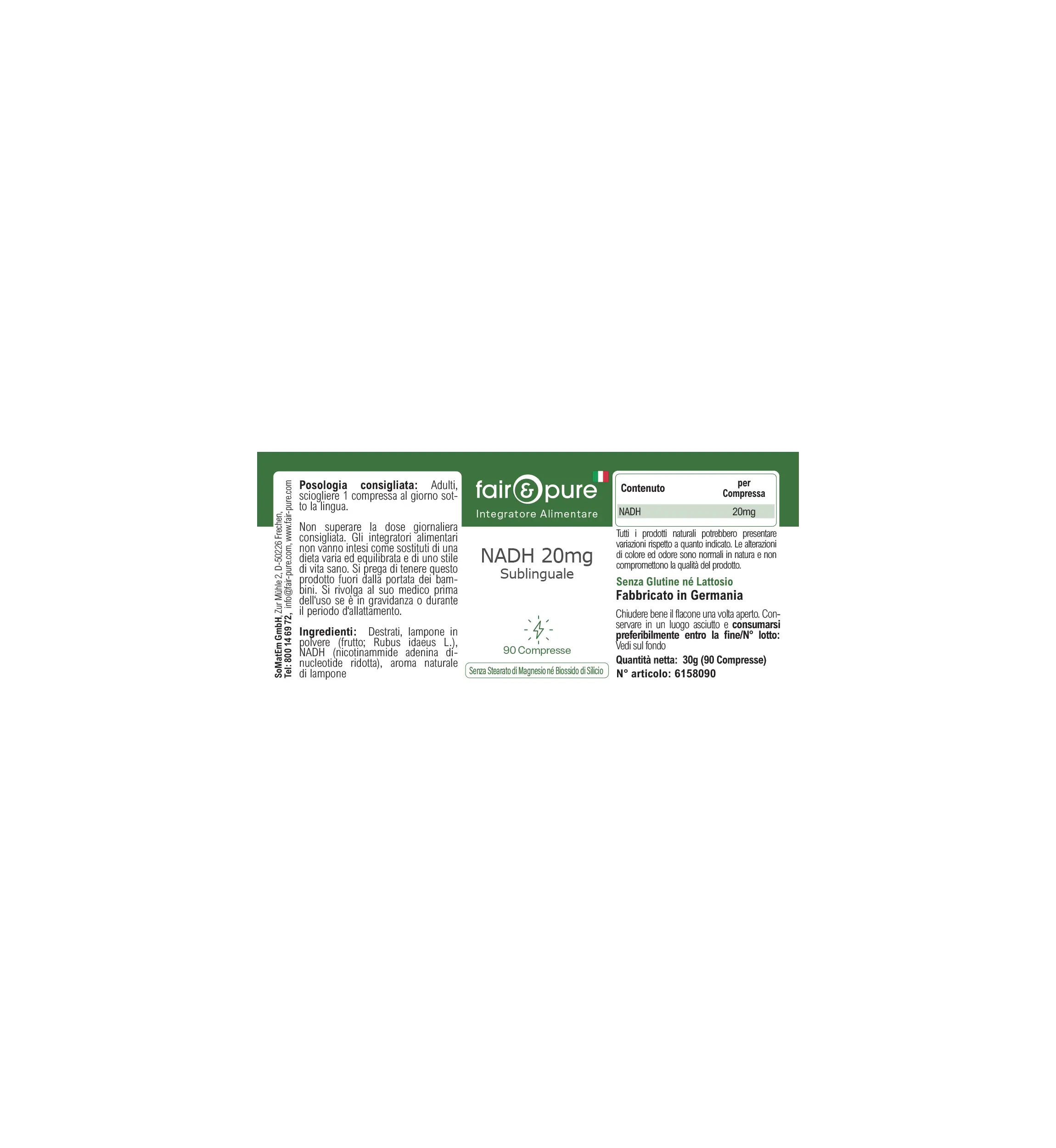 NADH 20 mg sublinguale - 90 compresse | fair-pure