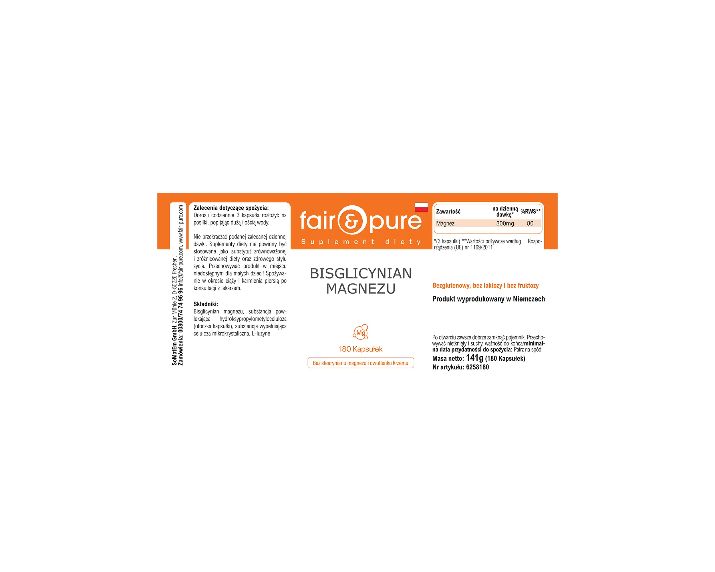 Bisglicinato di magnesio - 180 capsule | fair-pure
