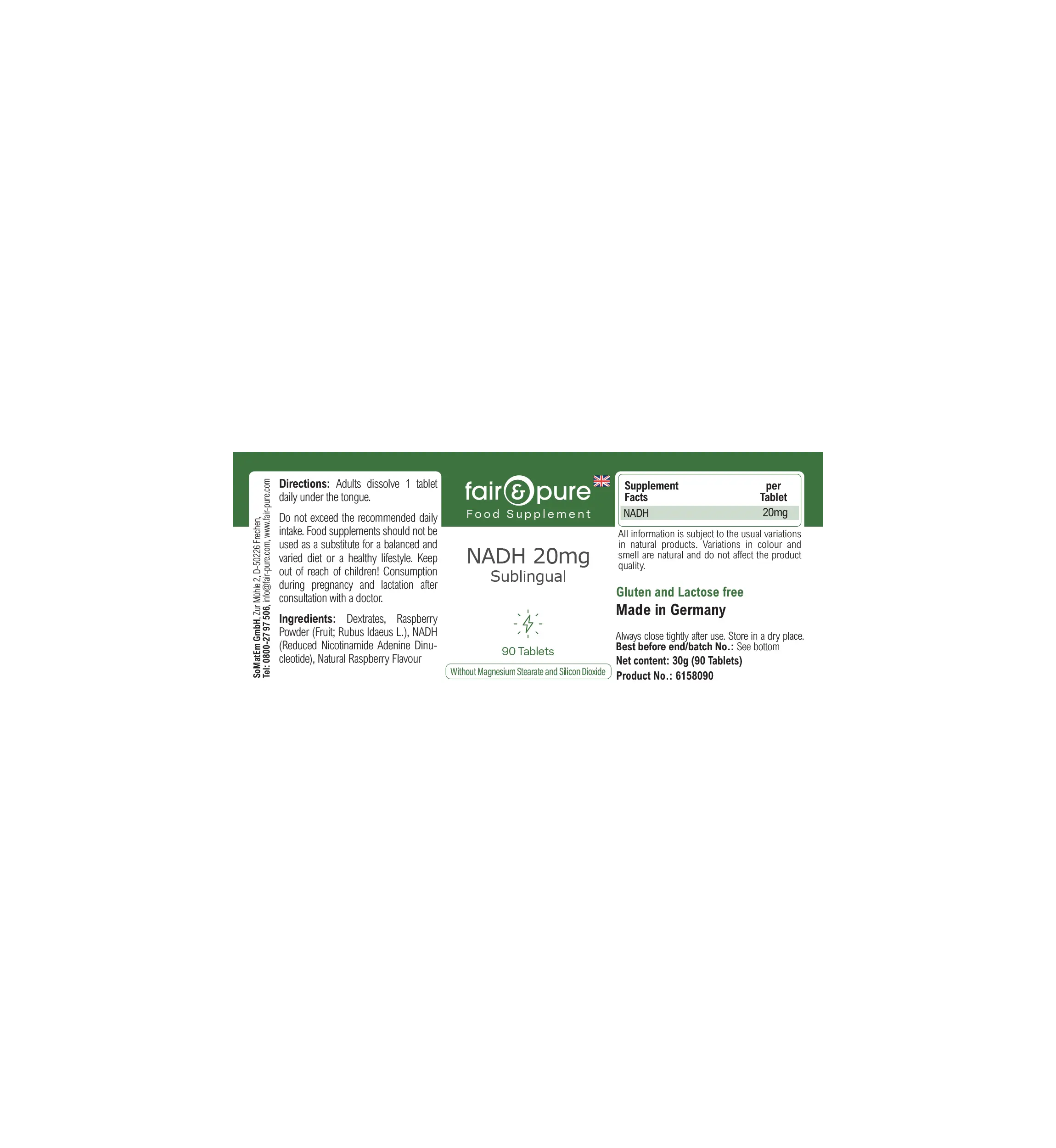 NADH 20 mg sublinguale - 90 compresse | fair-pure