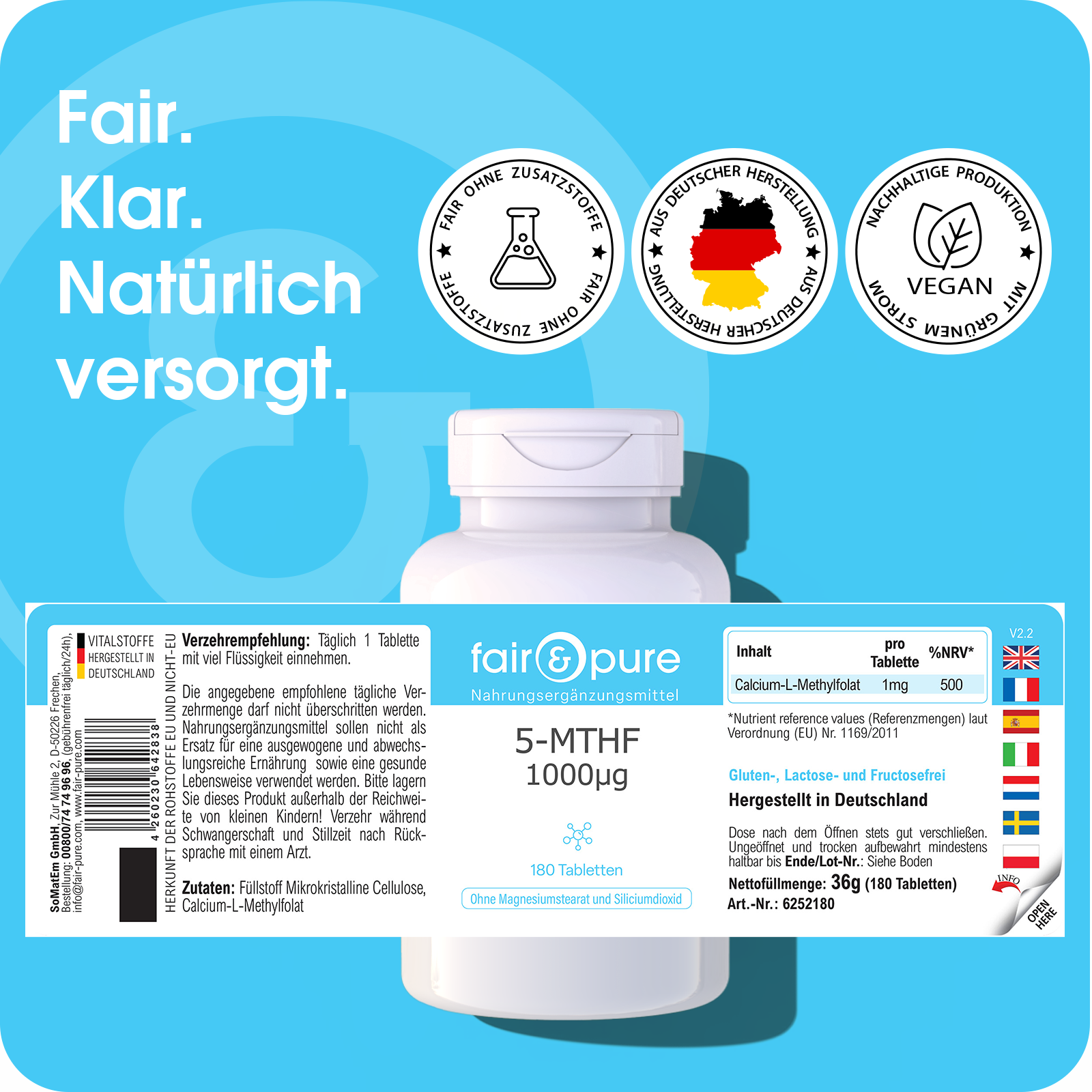 5-MTHF 1000µg - 180 Compresse | fair-pure