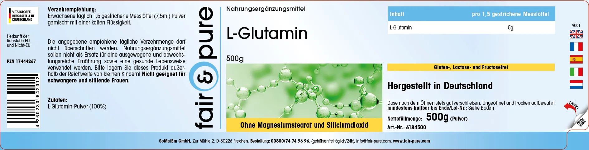 L-Glutamin - 500g Pulver