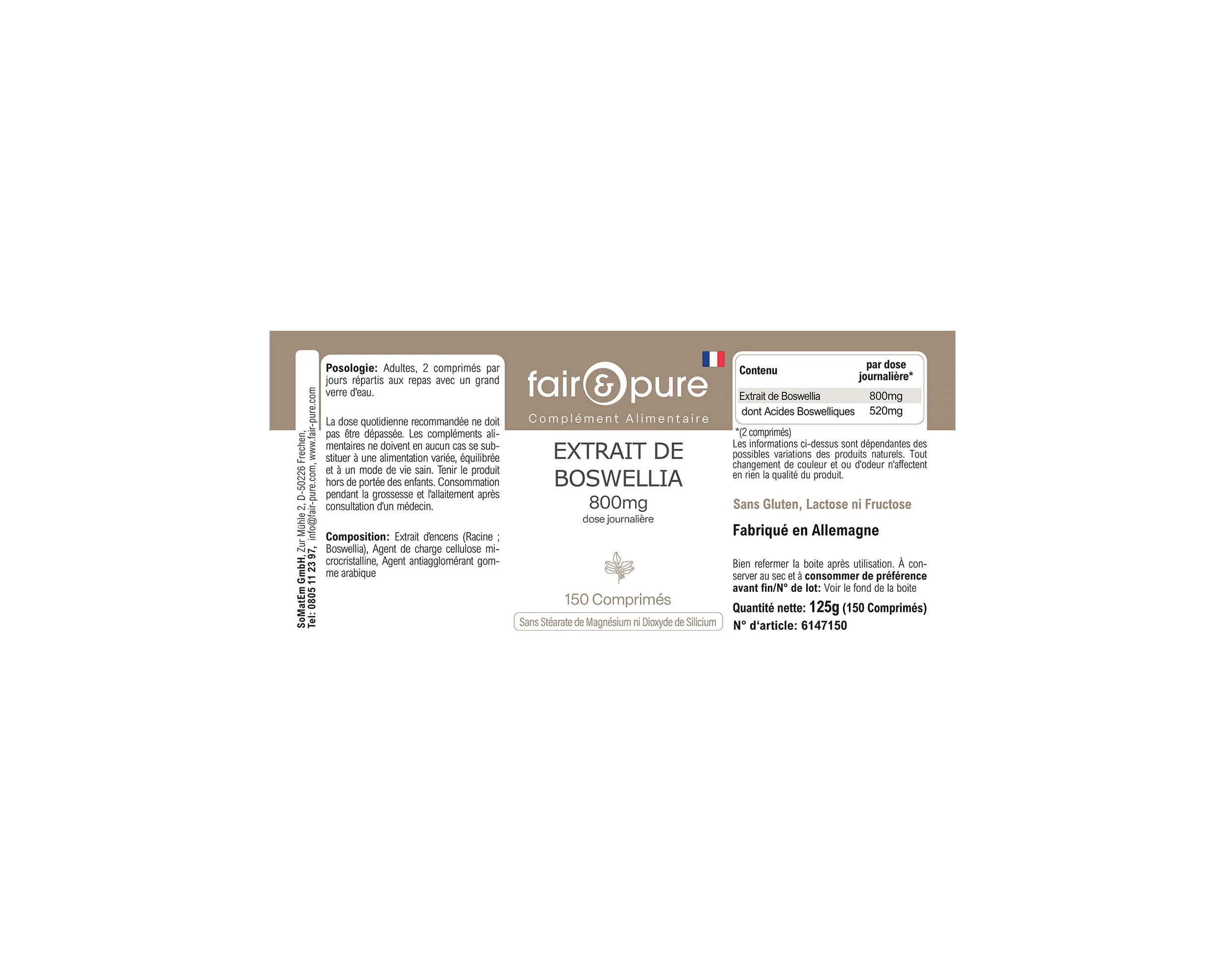 Boswellia Weihrauch Extrakt 400mg | fair-pure
