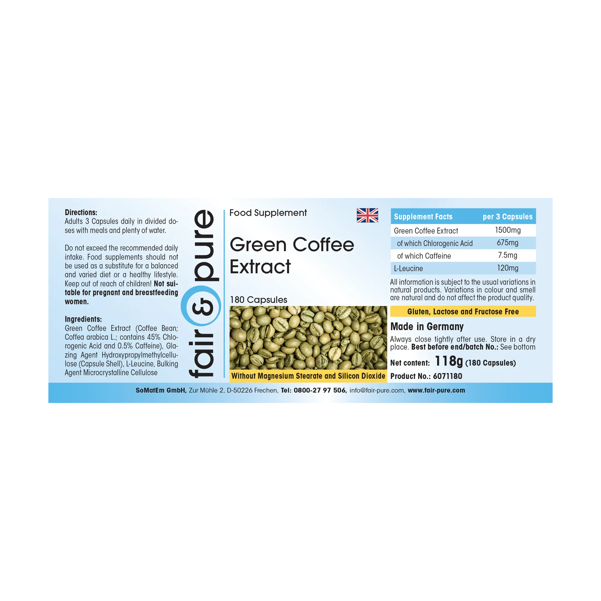 Groene Koffie Extract 500mg