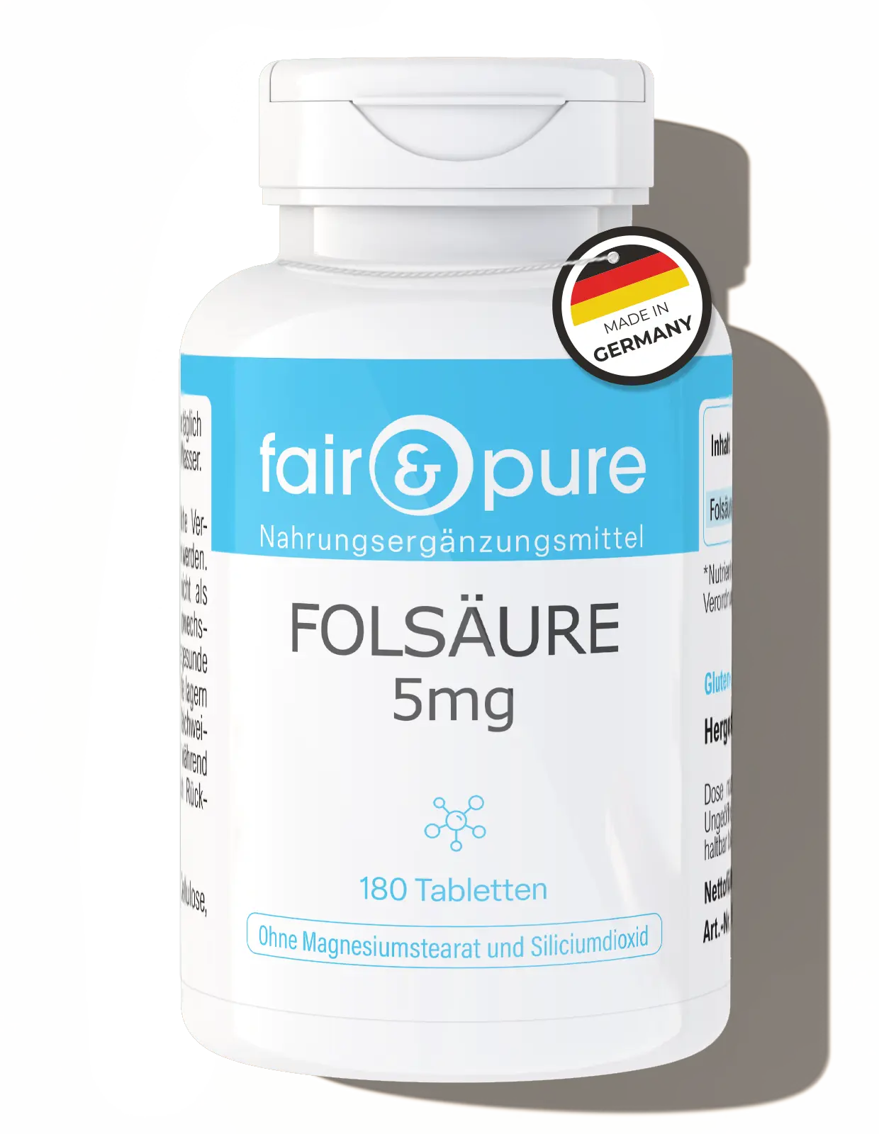 Folsäure 5mg - 180 Tabletten | fair-pure