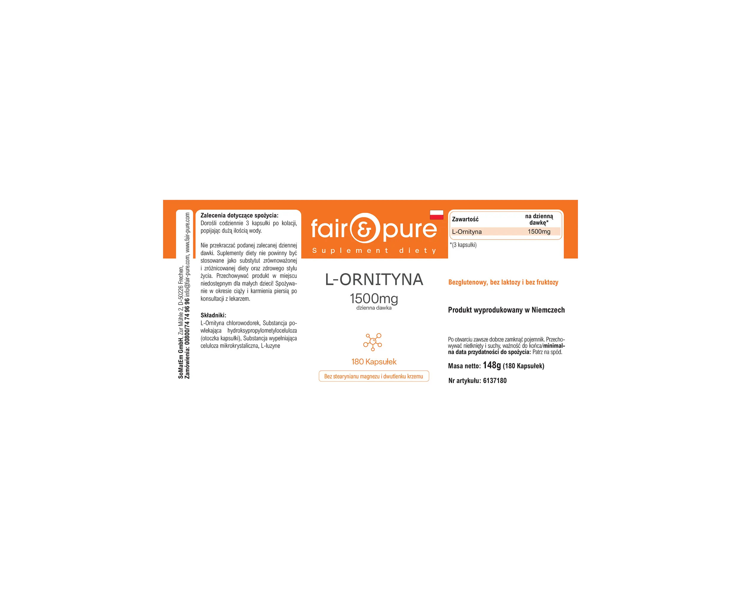 L-ornitina 1500 mg - 180 capsule | fair-pure