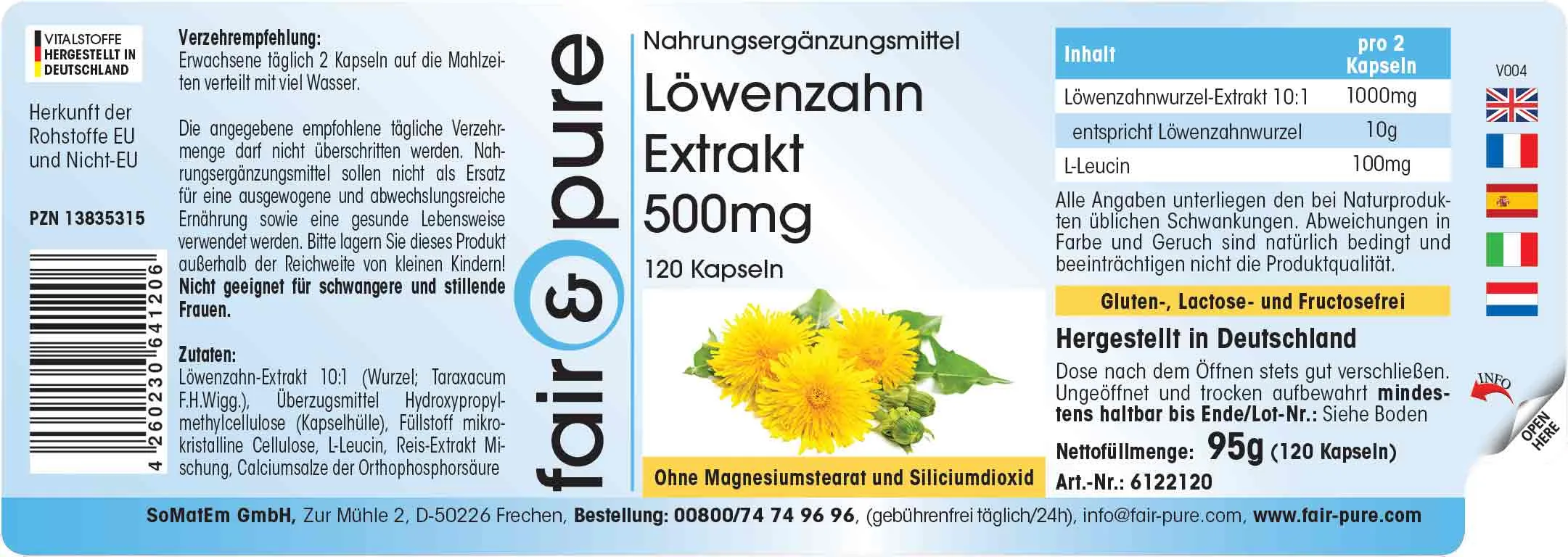 Extrait de pissenlit 500mg