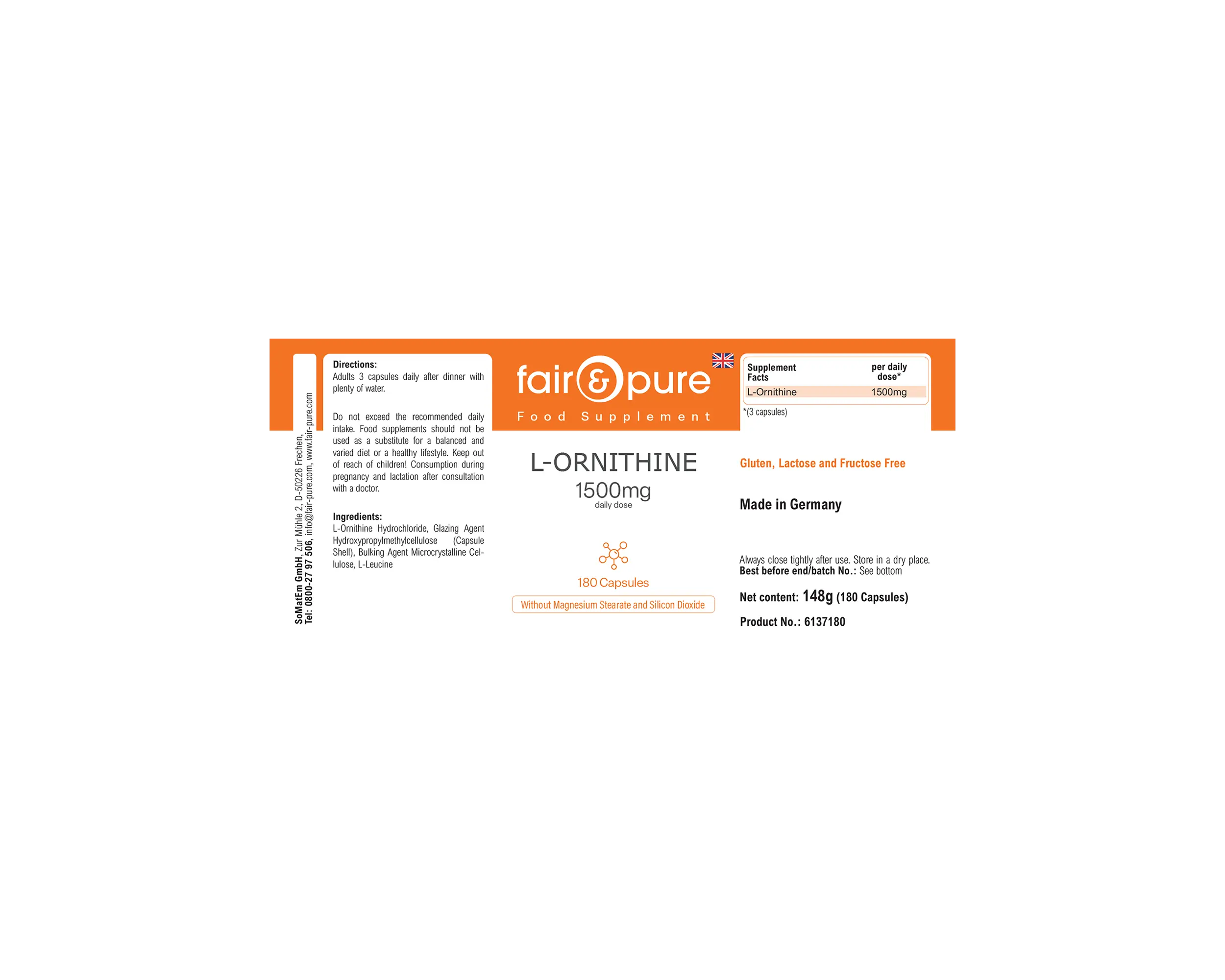 L-ornitina 1500 mg - 180 capsule | fair-pure
