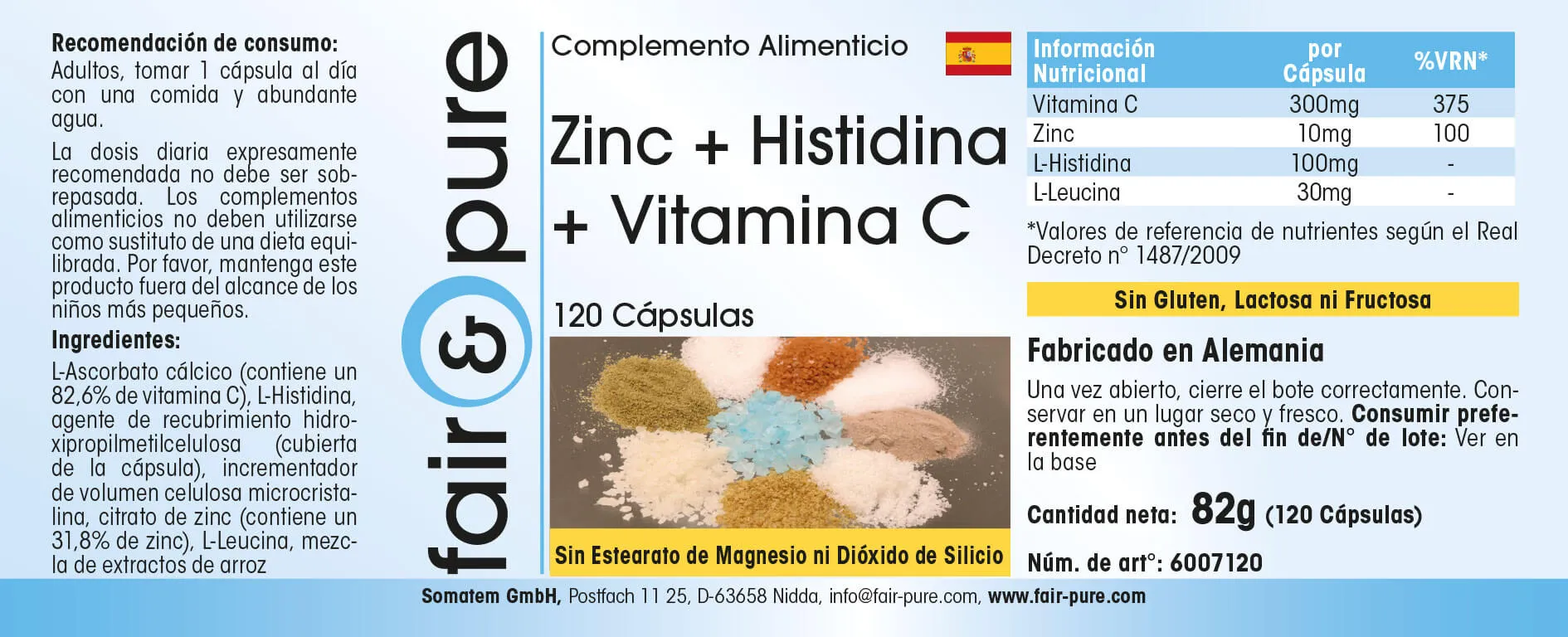 Zinco + Istidina + Vitamina C
