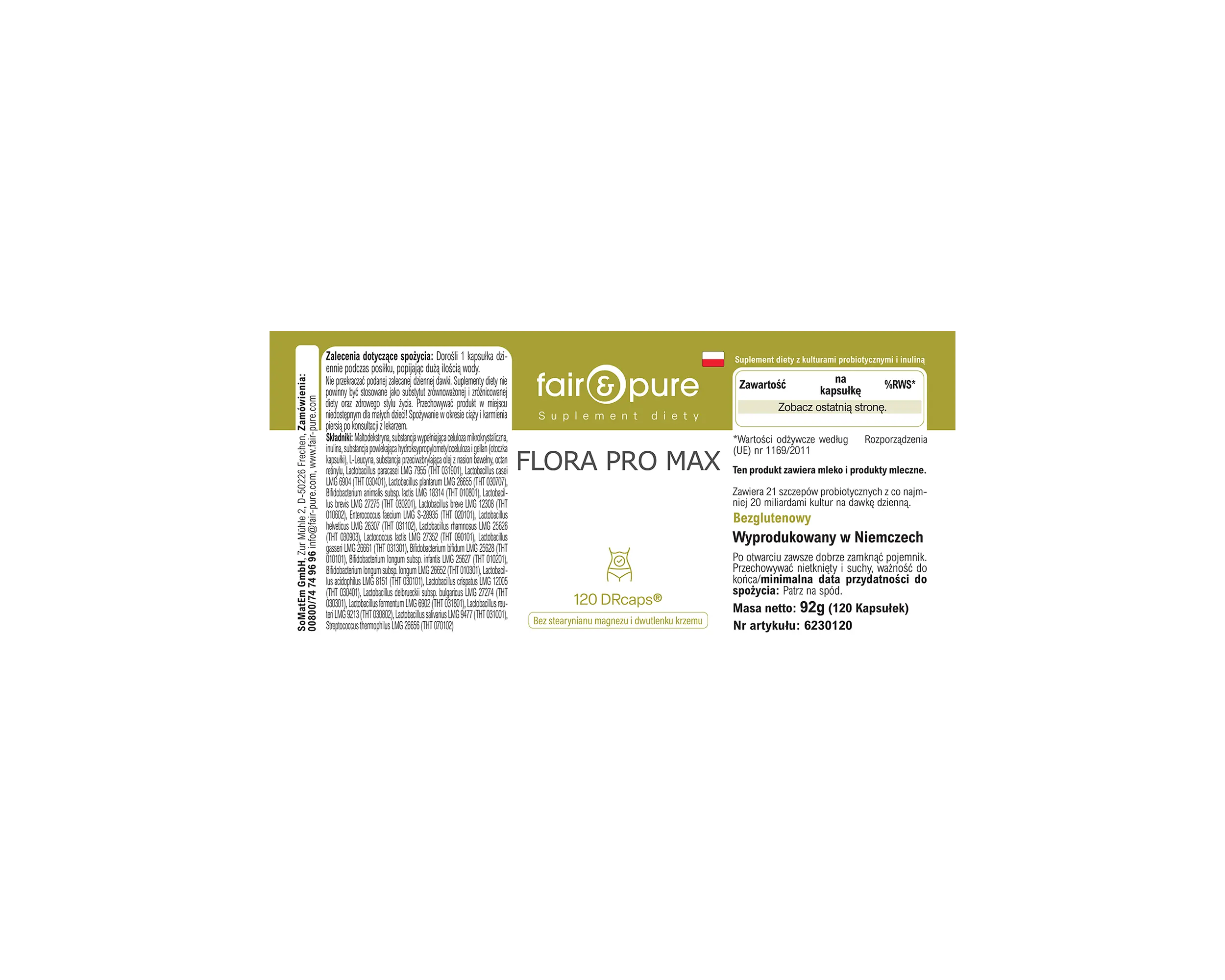 Flora Pro Max - 120 DRcaps® - with 21 bacterial strains | fair-pure