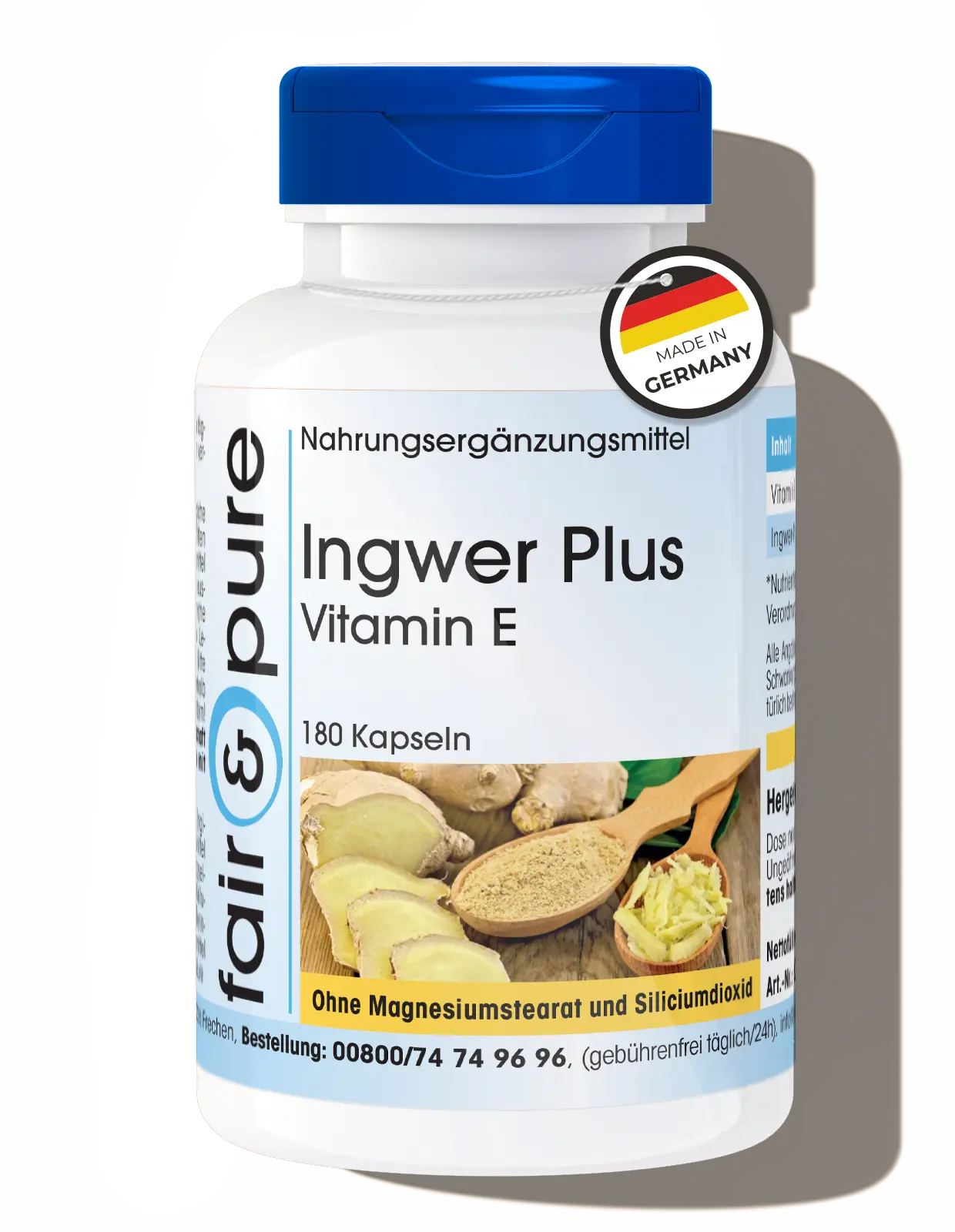 Zenzero plus vitamina E - 180 capsule - facile da deglutire | fair-pure