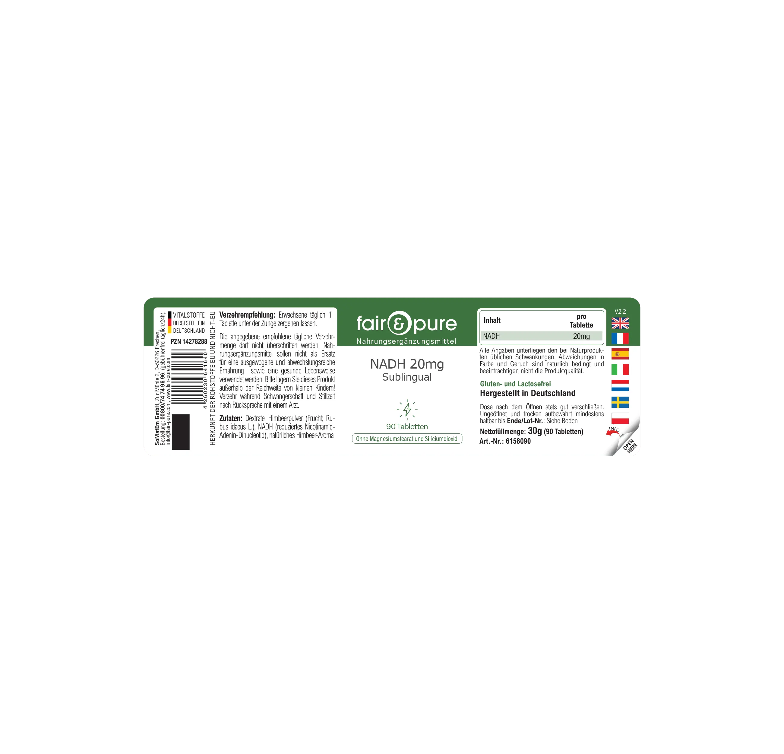 NADH 20 mg sublinguale - 90 compresse | fair-pure