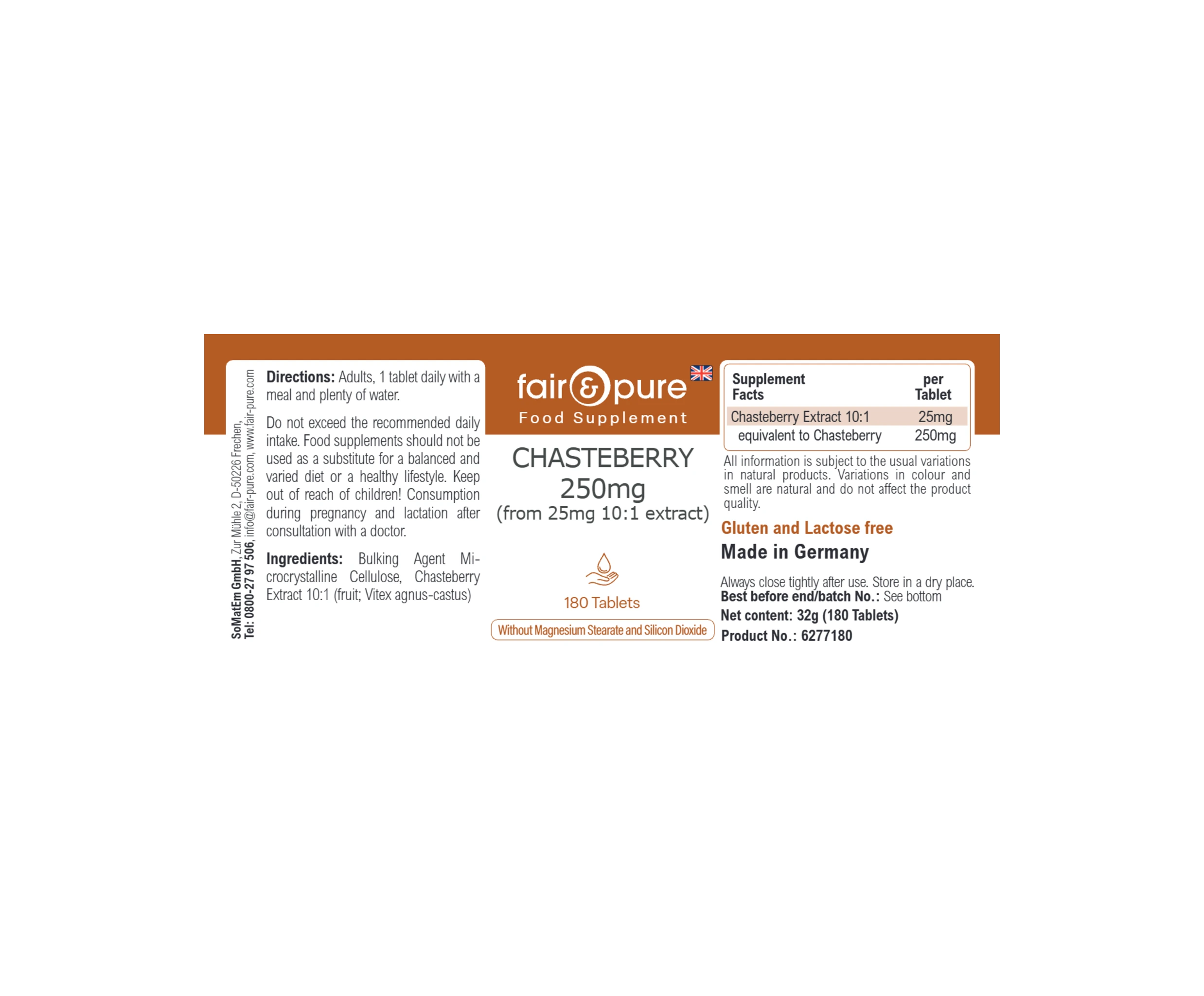 AGNOCASTO 250mg (a partir de 25mg de extracto 10:1) - 180 Comprimidos | fair-pure