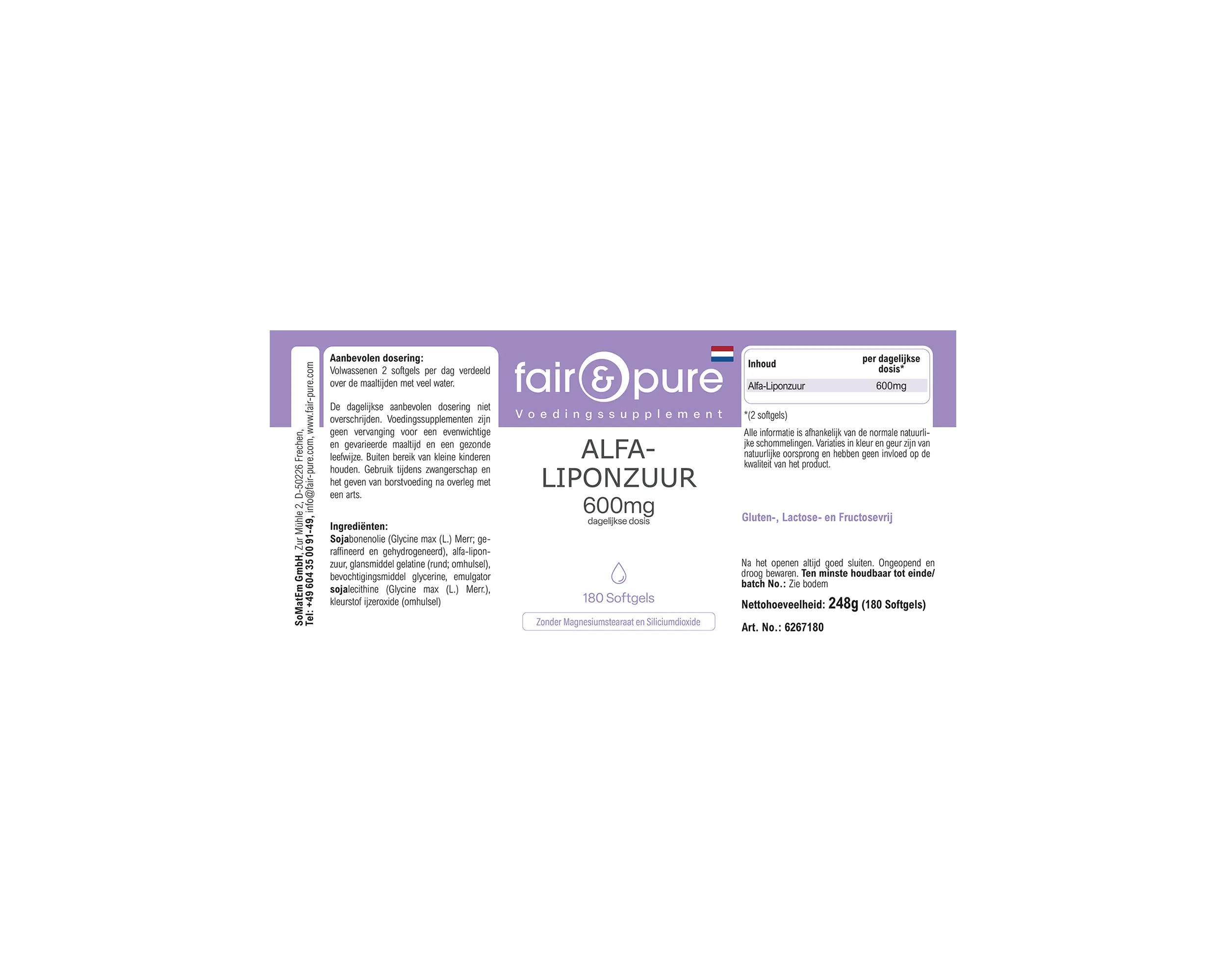 Alpha-Liponsäure 600mg - 180 Softgels | fair-pure