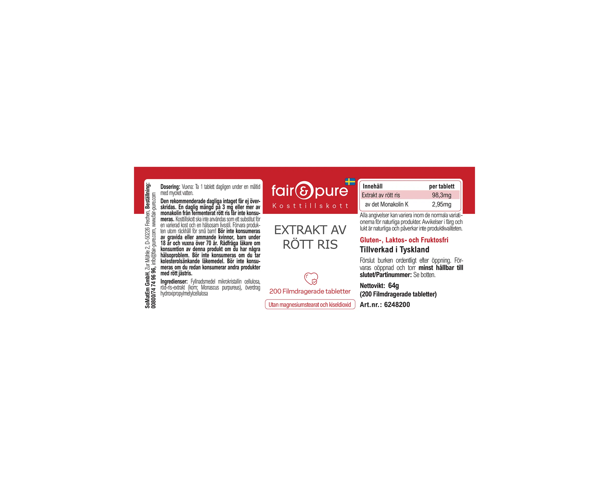 Roter Reis Extrakt - 200 Filmtabletten - schluckfreundlich | fair-pure