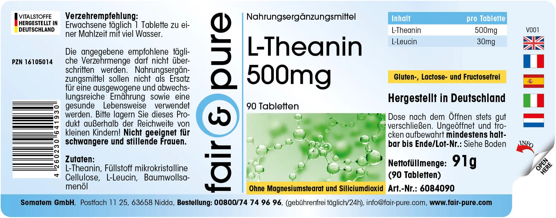 L-Theanin 500mg | 90 Tabletten
