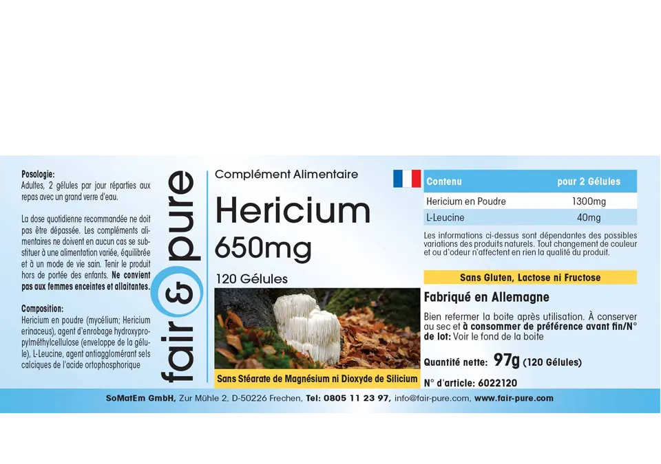 Hericium Erinaceus 650mg