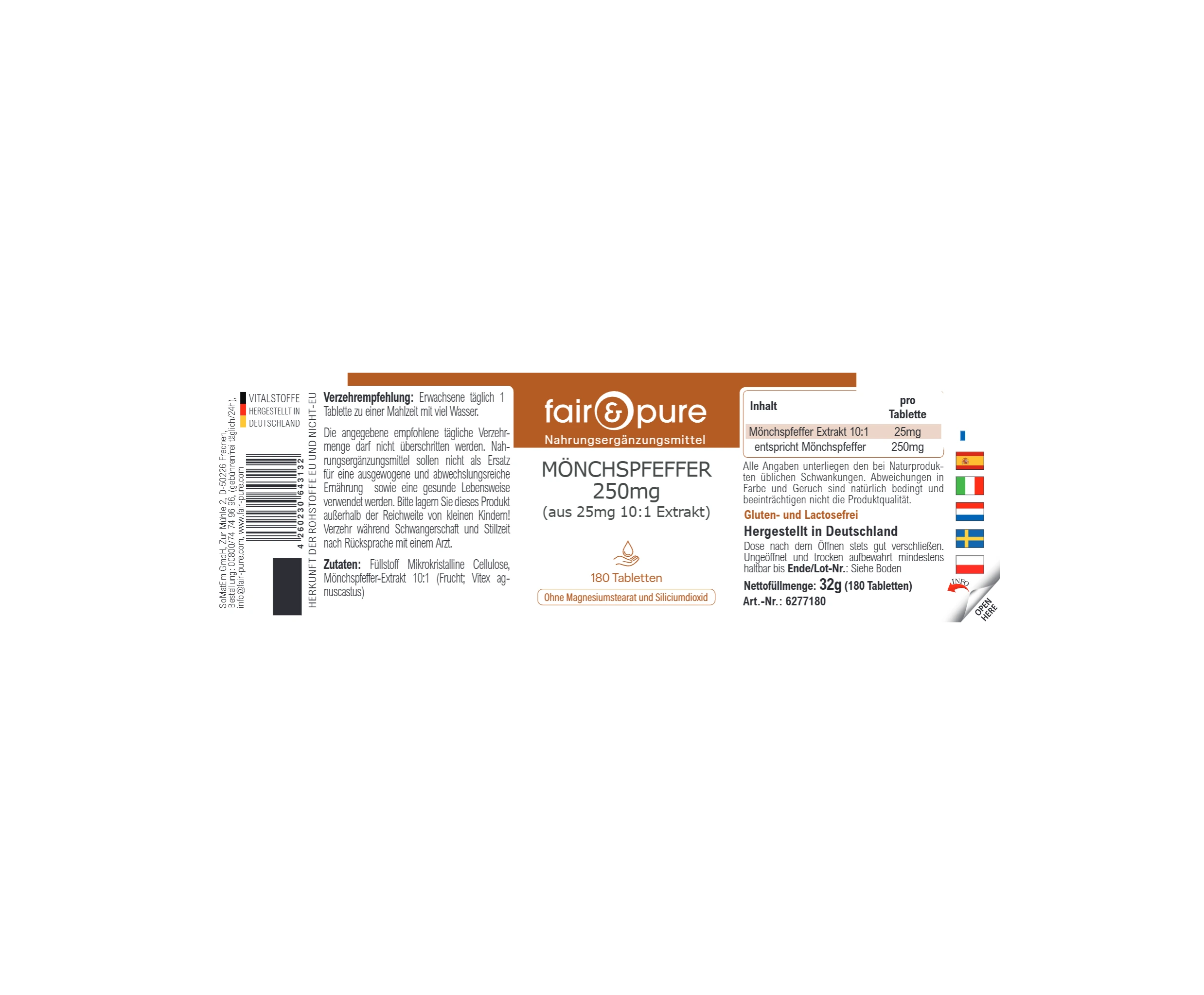AGNOCASTO 250mg (a partir de 25mg de extracto 10:1) - 180 Comprimidos | fair-pure