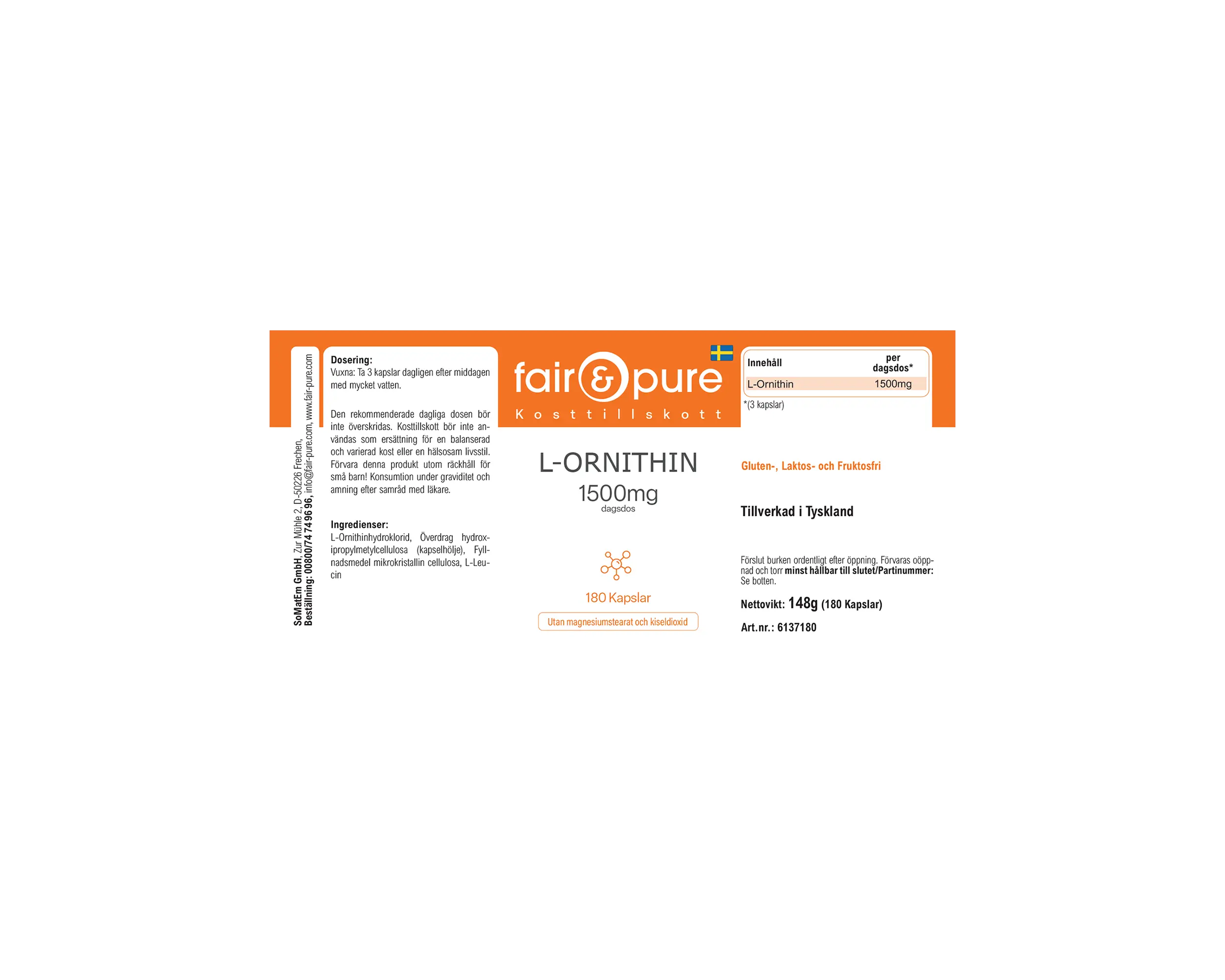 L-ornitina 1500 mg - 180 capsule | fair-pure