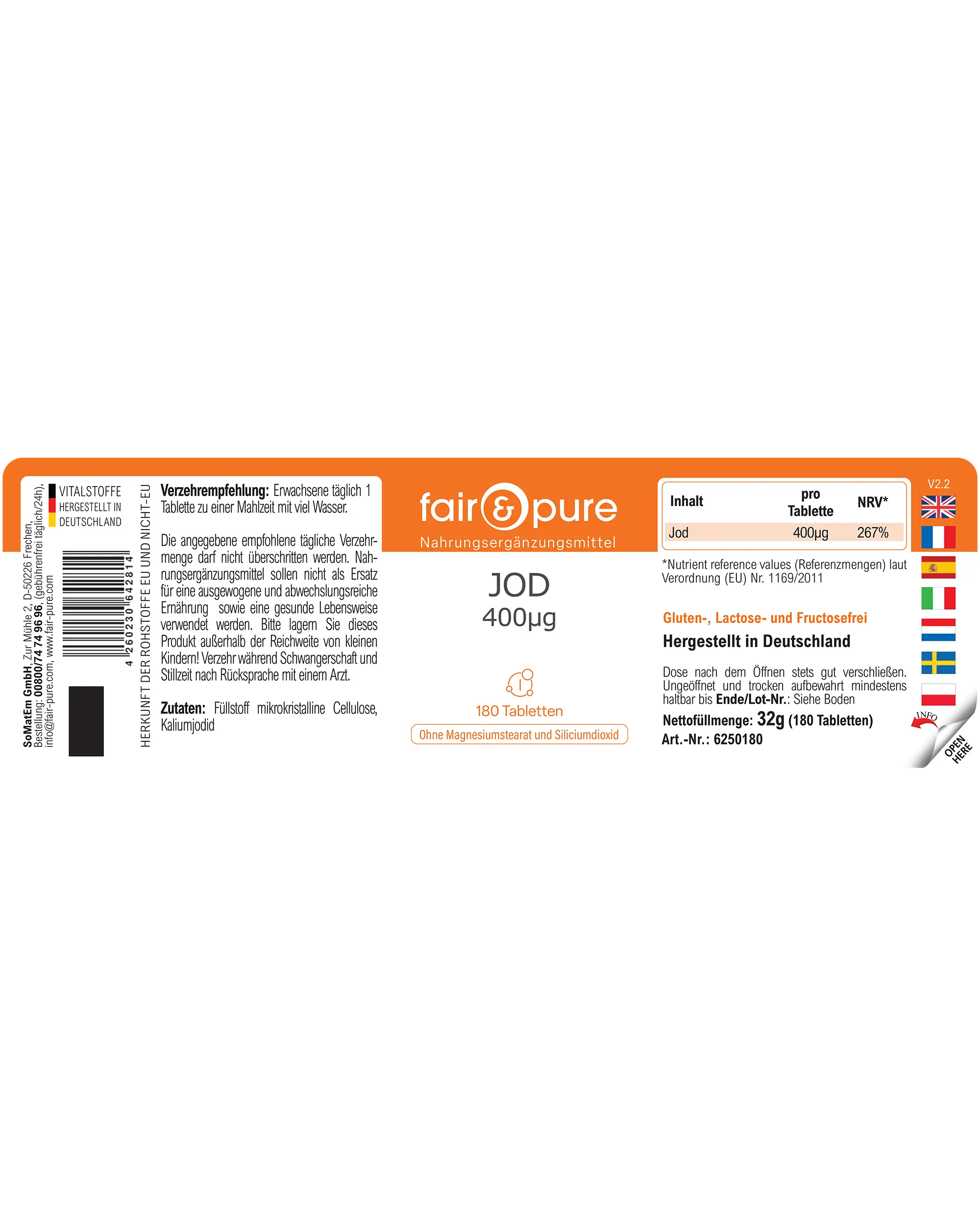 Iodine 400µg – 180 Tablets – Over 100% Daily Value | Fair & Pure