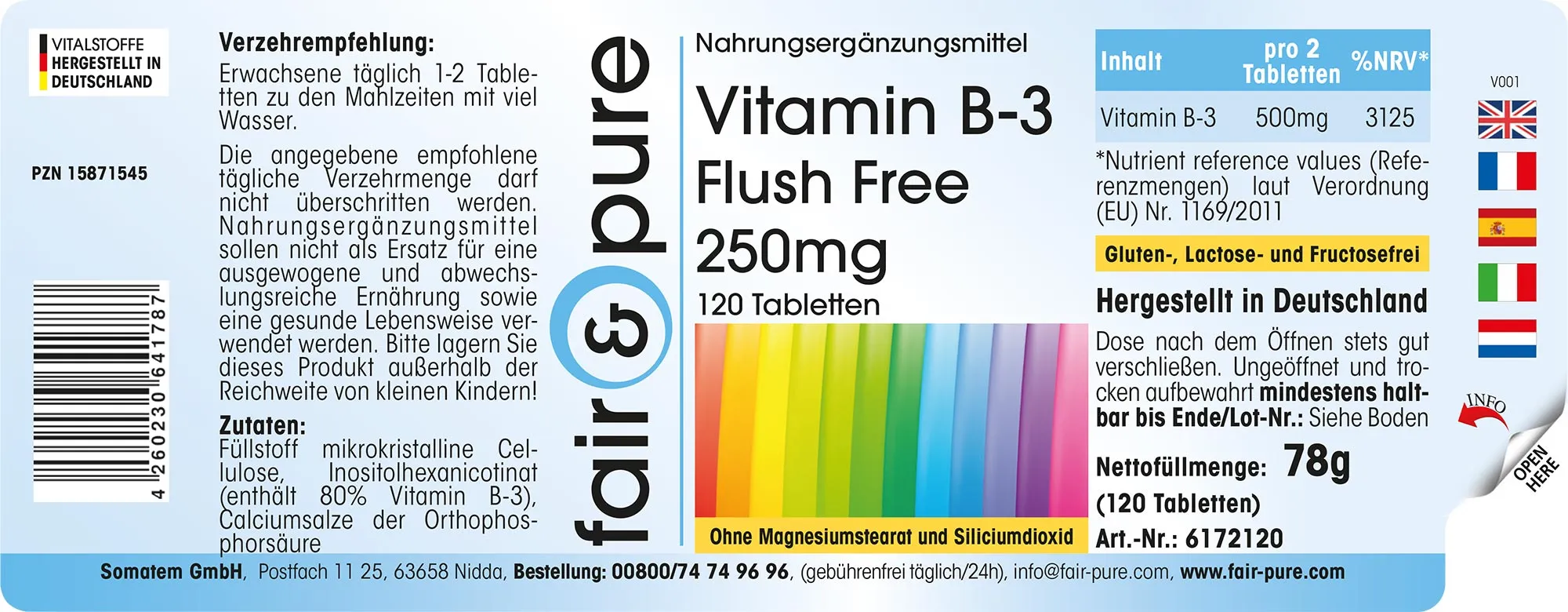 Vitamin B3 250mg Flush Free