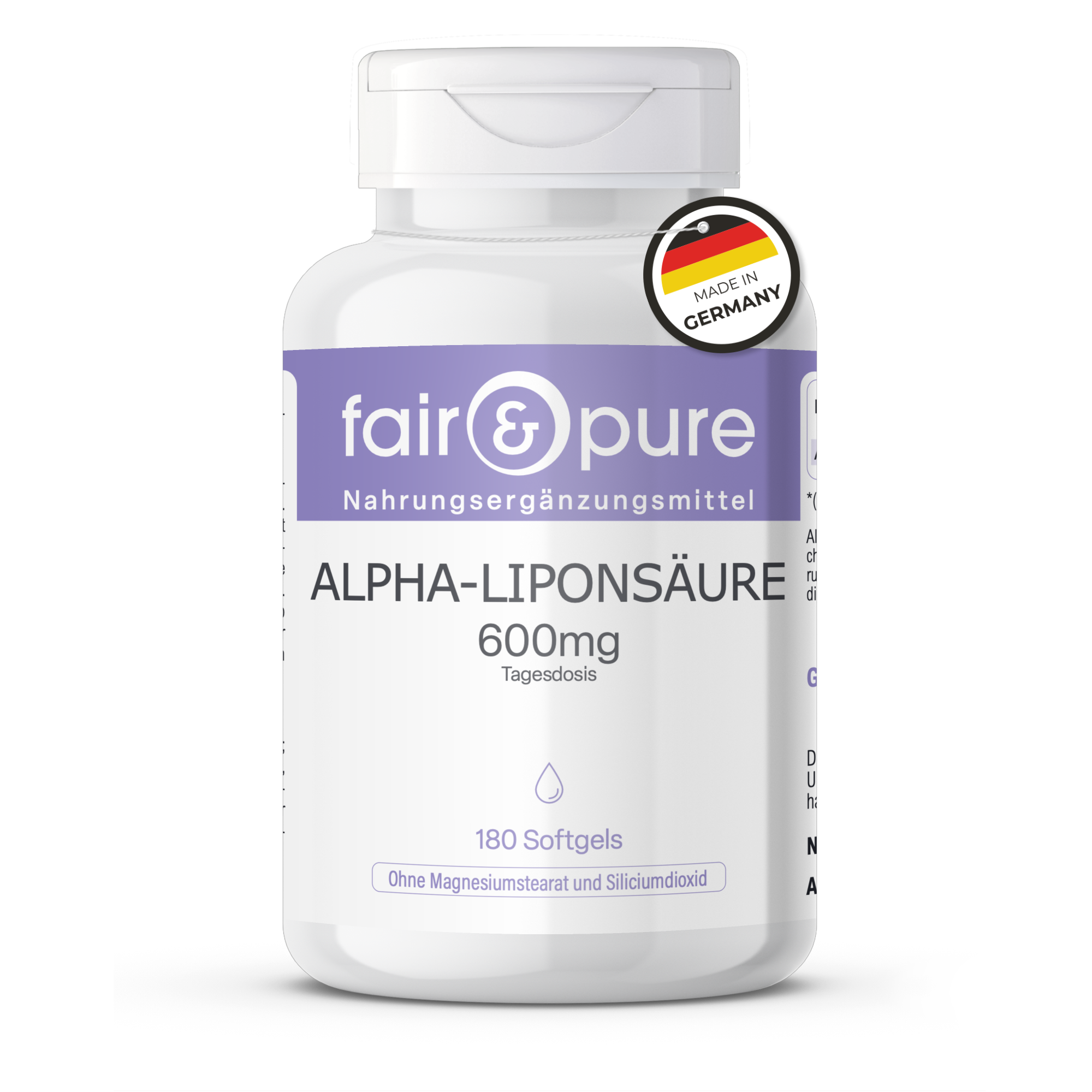 Alpha-Liponsäure 600mg - 180 Softgels | fair-pure