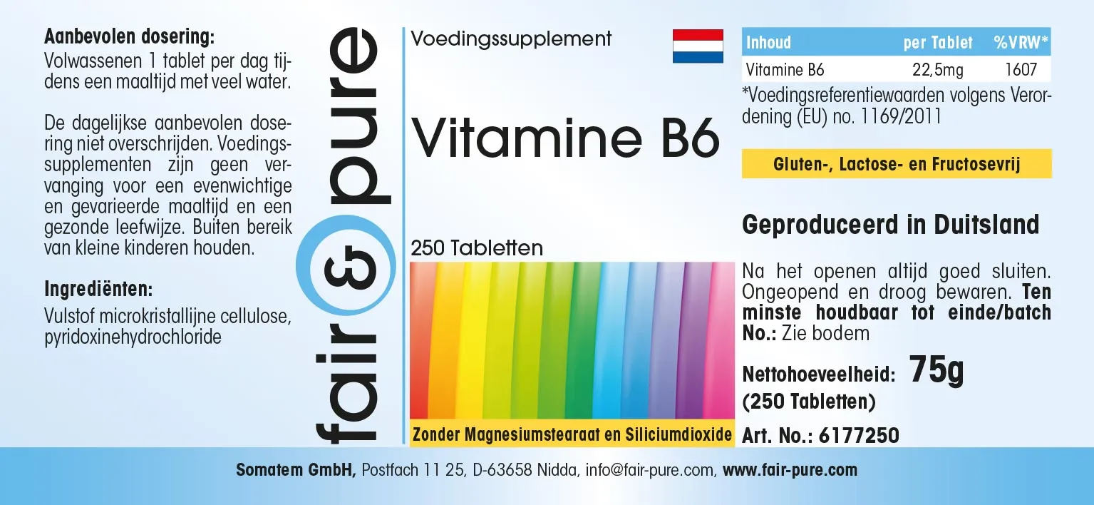 Vitamine B6 Pyridoxine 22,5mg