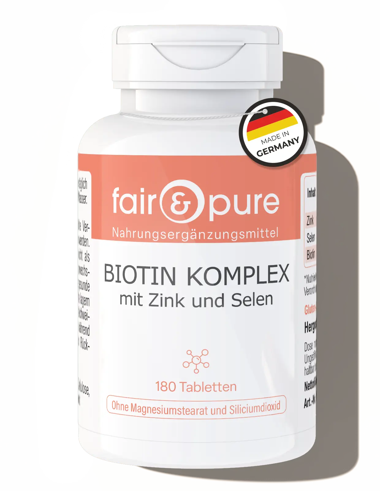 Biotin Komplex mit Zink und Selen - 180 Tabletten | fair-pure